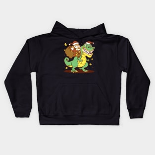 Funny Santa riding T-rex Kids Hoodie